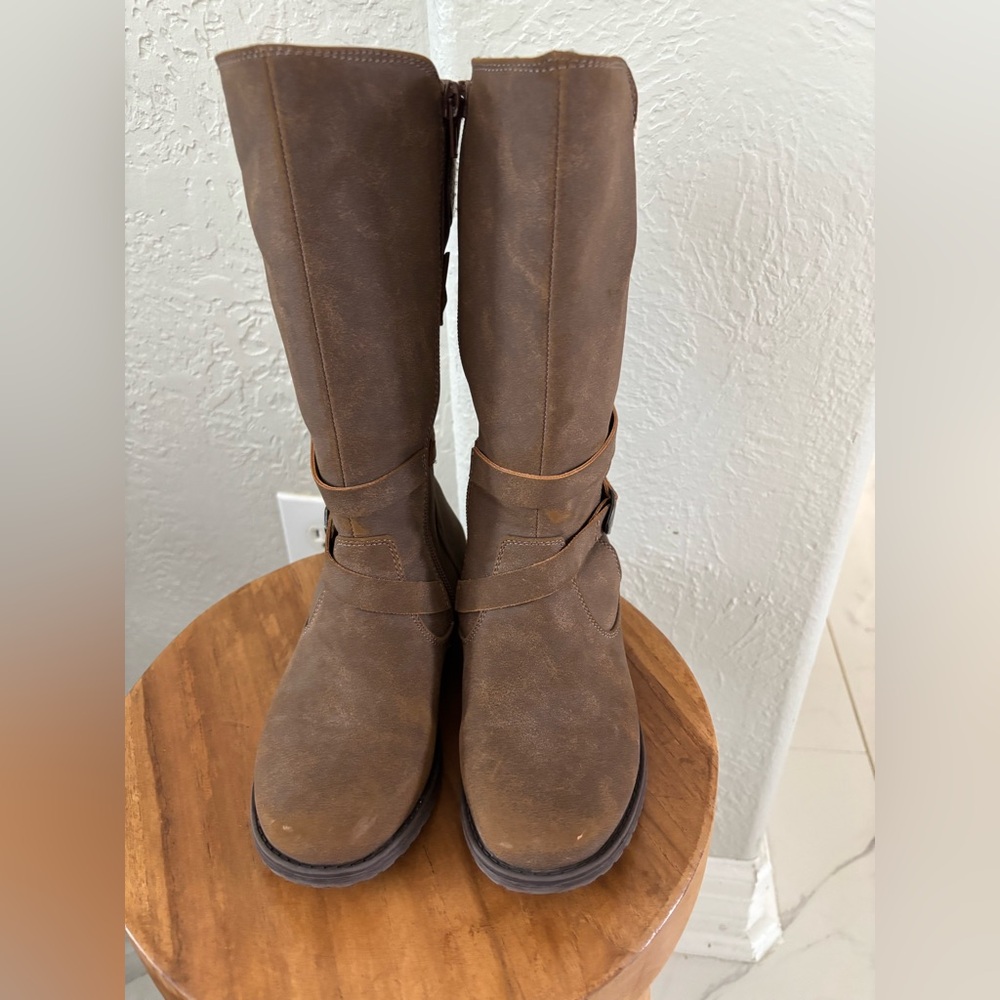 Rachel Shoes Brown Winter Boots with Knit Cuff - Picture 4 of 14